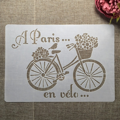 A4 29cm bicykel kvet slová DIY vrstvené šablóny nástenná maľba scrapbooking vyfarbovanie embossovanie album dekoratívna šablóna