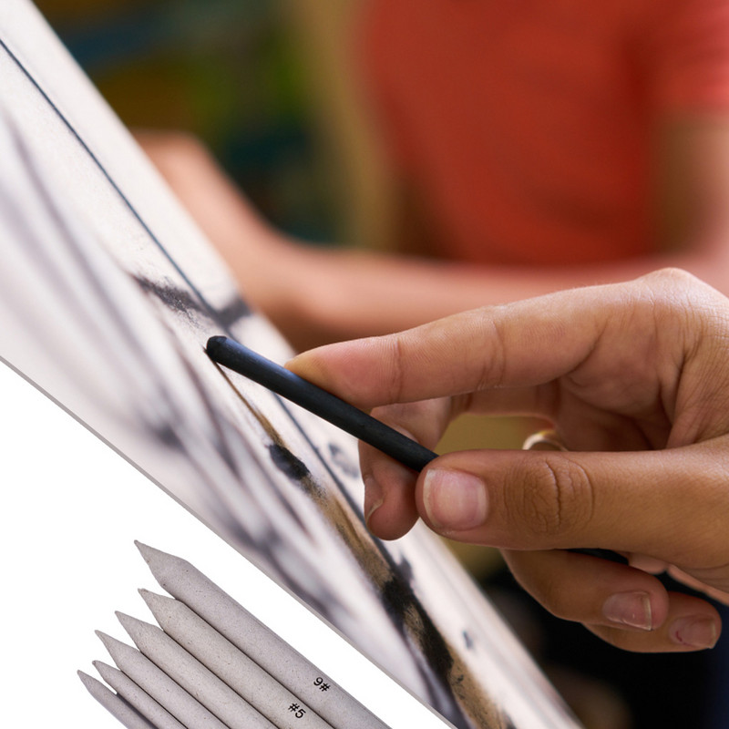 Pachet de 6 cărbune pentru desen, pictură, schiță, amestecare, pixuri, pixuri portabile pentru schiță, tortillon, articole de birou pentru artă