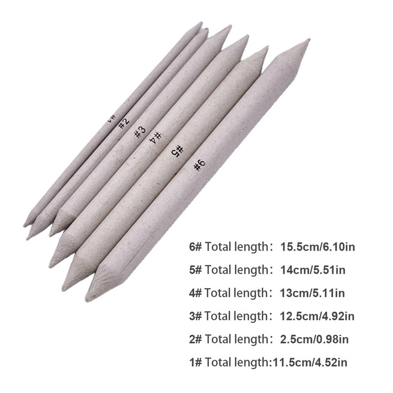 Pachet de 6 cărbune pentru desen, pictură, schiță, amestecare, pixuri, pixuri portabile pentru schiță, tortillon, articole de birou pentru artă