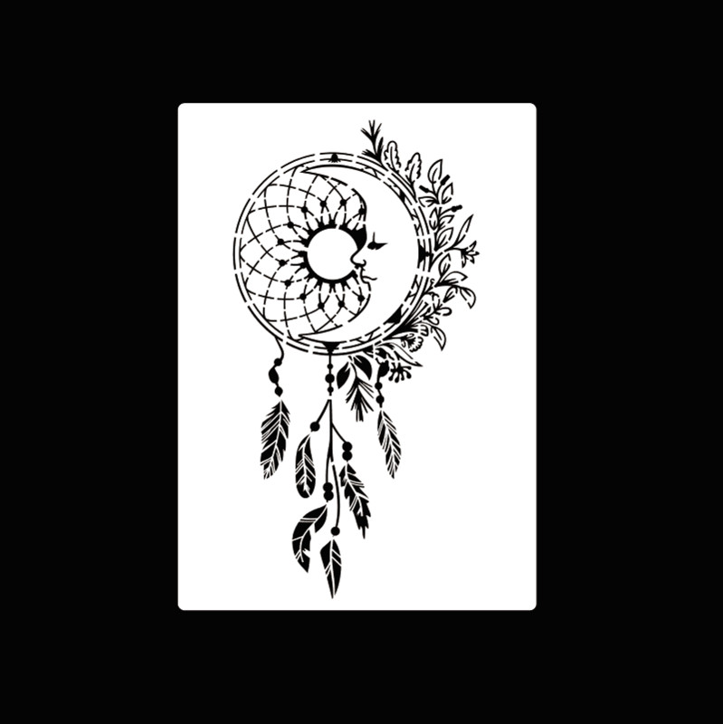 A4 29 * 21 cm Mjesečeva mandala DIY šablone Zidne slike Spomenar Bojanje Album za utiskivanje Ukrasni papirni predložak kartice, zid