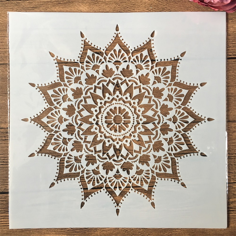 30*30 cm veliki kotač, okrugla mandala, lotos, DIY šablone za nanošenje slojeva, slikanje, spomenar, bojanje, album za utiskivanje, ukrasni predložak