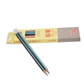 12Pcs защита на околната среда HB 2B стандартен молив ярък безоловен отровен шестоъгълник / триъгълник