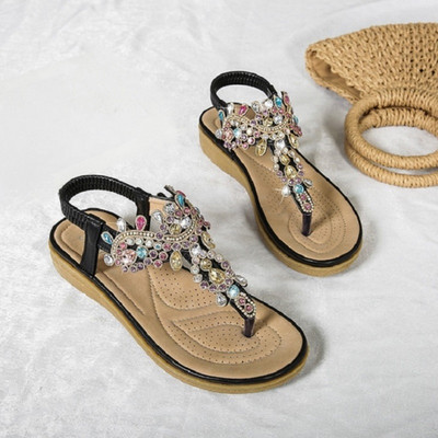 Madingi Kalnų krištoliniai sandalai Moteriški, stori aukštakulniai paplūdimio batai Laisvalaikio šlepetės Moteriška avalynė Vintažinis kvėpavimas lengvas moteriškas