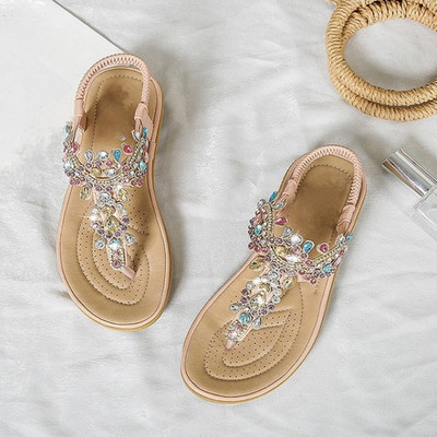 Madingi Kalnų krištoliniai sandalai Moteriški, stori aukštakulniai paplūdimio batai Laisvalaikio šlepetės Moteriška avalynė Vintažinis kvėpavimas lengvas moteriškas