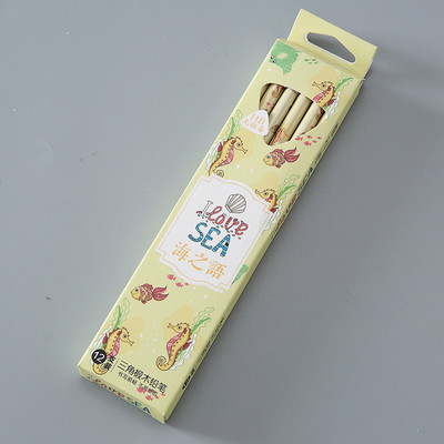 EZONE 12PCS Drvena olovka Drveno tijelo s otisnutim crtanim uzorkom Studenti Olovka Gumica Olovka Dječja Netoksična olovka Pisaći pribor