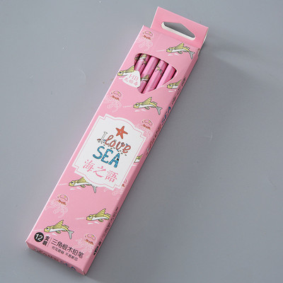 EZONE 12PCS Drvena olovka Drveno tijelo s otisnutim crtanim uzorkom Studenti Olovka Gumica Olovka Dječja Netoksična olovka Pisaći pribor