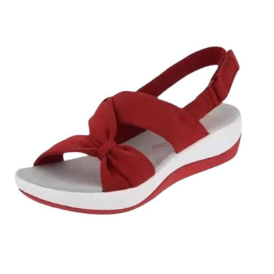 Дамски сандали 2022 Летни римски сандали със затворени пръсти Дамски сандали на танкетка с панделка Дамски сандали плюс размер 43