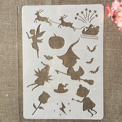 4 τεμάχια/Σετ Α4 29 εκ. Princess Mermaid Witch DIY Στένσιλ με στρώσεις ζωγραφικής Λεύκωμα ζωγραφικής με ανάγλυφο διακοσμητικό πρότυπο άλμπουμ