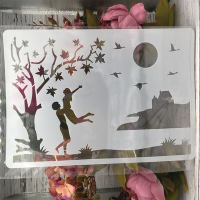 Šablóny na maľovanie na stenu s javorovým motýľom, javorový list, rozmer A4, 29 cm, na vrstvenie, scrapbooking, vyfarbovanie, reliéfny album, dekoratívna šablóna.