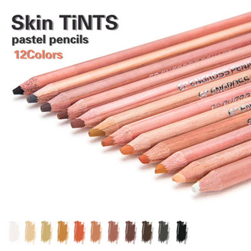12kom profesionalnih pastelnih olovaka Pencil Pencil Wood Basic Skin Pencil Pastel Color for School Crating Lapices De Colores Printery
