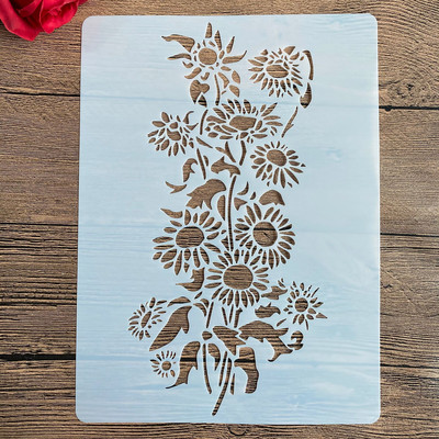 A4 29 * 21 εκ. στένσιλ DIY Ζωγραφική τοίχων Λεύκωμα χρωματισμού Άλμπουμ με ανάγλυφο διακοσμητικό χάρτινο πρότυπο κάρτας, τοίχος. ηλιοτρόπιο