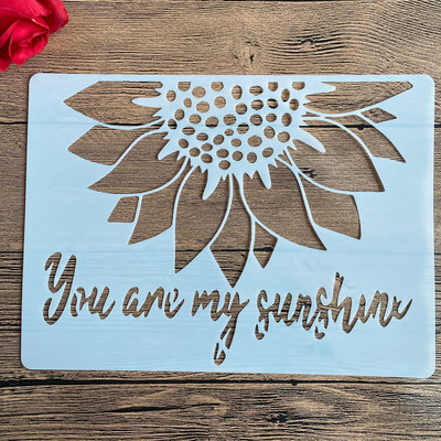 A4 29 * 21 εκ. στένσιλ DIY Ζωγραφική τοίχων Λεύκωμα χρωματισμού Άλμπουμ με ανάγλυφο διακοσμητικό χάρτινο πρότυπο κάρτας, τοίχος. ηλιοτρόπιο