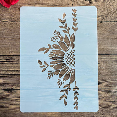 A4 29 * 21 εκ. στένσιλ DIY Ζωγραφική τοίχων Λεύκωμα χρωματισμού Άλμπουμ με ανάγλυφο διακοσμητικό χάρτινο πρότυπο κάρτας, τοίχος. ηλιοτρόπιο