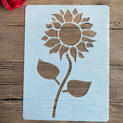 A4 29 * 21 εκ. στένσιλ DIY Ζωγραφική τοίχων Λεύκωμα χρωματισμού Άλμπουμ με ανάγλυφο διακοσμητικό χάρτινο πρότυπο κάρτας, τοίχος. ηλιοτρόπιο