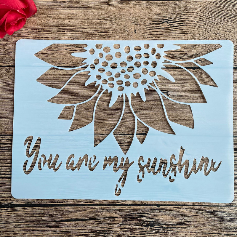 A4 29 * 21 εκ. στένσιλ DIY Ζωγραφική τοίχων Λεύκωμα χρωματισμού Άλμπουμ με ανάγλυφο διακοσμητικό χάρτινο πρότυπο κάρτας, τοίχος. ηλιοτρόπιο