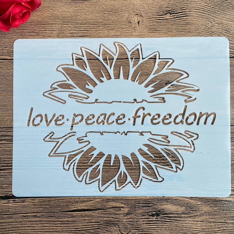 A4 29 * 21 εκ. στένσιλ DIY Ζωγραφική τοίχων Λεύκωμα χρωματισμού Άλμπουμ με ανάγλυφο διακοσμητικό χάρτινο πρότυπο κάρτας, τοίχος. ηλιοτρόπιο