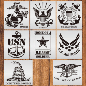2 τμχ Πρότυπο ζωγραφικής του Στρατού της Πολεμικής Αεροπορίας των ΗΠΑ DIY Στένσιλ στρώσης τοίχου Λεύκωμα χρωματισμού Άλμπουμ με ανάγλυφο διακοσμητικό επαναχρησιμοποιήσιμο