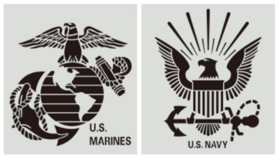 2 buc. șablon de pictură al forțelor aeriene ale forțelor aeriene din US Navy, șabloane pentru stratificarea peretelui DIY, album de însemnări de colorat, album în relief decorativ, reutilizabil