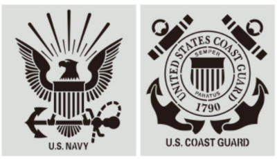 2 buc. șablon de pictură al forțelor aeriene ale forțelor aeriene din US Navy, șabloane pentru stratificarea peretelui DIY, album de însemnări de colorat, album în relief decorativ, reutilizabil