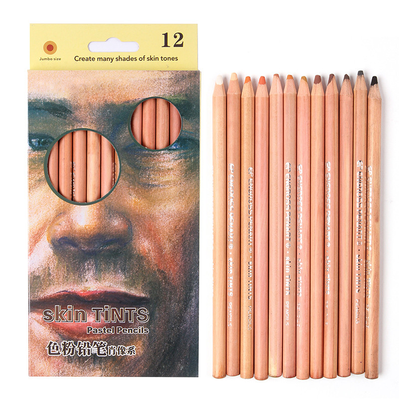12 professzionális puha pasztell ceruza fa bőr árnyalatok pasztell színű ceruza rajziskolához Lapices De Colores írószerek