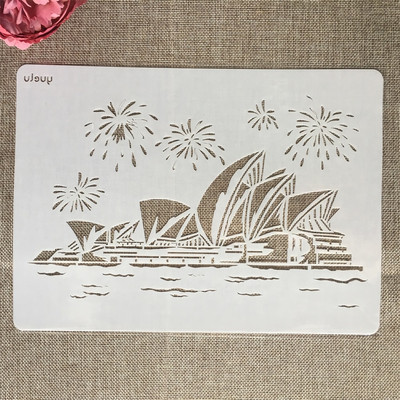 4 τεμάχια/Σετ Α4 Παγκοσμίου φήμης Κτίριο Λονδίνο Παρίσι DIY Στένσιλ με στρώσεις ζωγραφική Λεύκωμα ζωγραφικής με ανάγλυφο πρότυπο διακόσμησης άλμπουμ