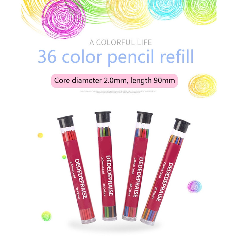 OOTDTY 36 boja 2,0 mm mehaničke olovke za pisanje i crtanje olovke za ponovno punjenje papirnati pribor školski uredski pribor