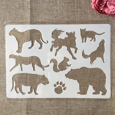 A4 29cm Gyvūnai Šuo Katė Lapė Triušis „Pasidaryk pats“ Sluoksniavimo trafaretai Tapyba Iškarpų albumas Spalvinimas Reljefinis albumas Dekoratyvinis Popierinis Šablonas