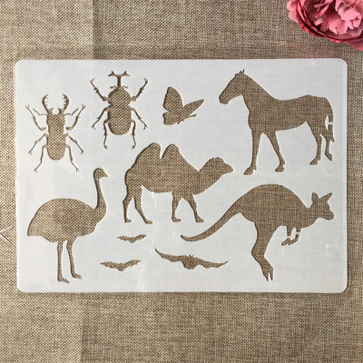 A4 29cm Gyvūnai Šuo Katė Lapė Triušis „Pasidaryk pats“ Sluoksniavimo trafaretai Tapyba Iškarpų albumas Spalvinimas Reljefinis albumas Dekoratyvinis Popierinis Šablonas