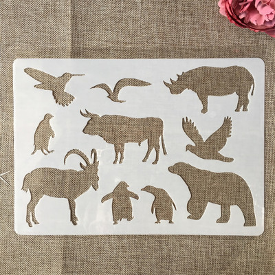 A4 29cm Gyvūnai Šuo Katė Lapė Triušis „Pasidaryk pats“ Sluoksniavimo trafaretai Tapyba Iškarpų albumas Spalvinimas Reljefinis albumas Dekoratyvinis Popierinis Šablonas