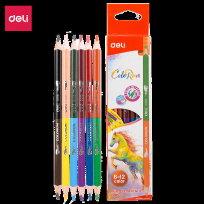 Deli Dual Color Pencil 12/24 Χρώματα χρωματιστά μολύβια για σχολικό παιδί προμήθεια ζωγραφικής Σκίτσο Ζωγραφική σχολικά είδη