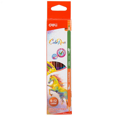 Deli Dual Color Pencil 12/24 Χρώματα χρωματιστά μολύβια για σχολικό παιδί προμήθεια ζωγραφικής Σκίτσο Ζωγραφική σχολικά είδη