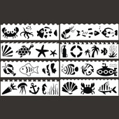 8 listova 18,2*5,2 cm Morska kornjača Riba Rak Šablon DIY Slojevi na zid Predložak za dekoraciju Spomenar Bojanje Reljef Višekratna upotreba