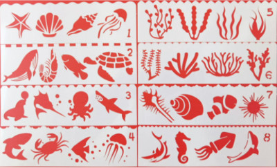 8 listova 18,2*5,2 cm Morska kornjača Riba Rak Šablon DIY Slojevi na zid Predložak za dekoraciju Spomenar Bojanje Reljef Višekratna upotreba