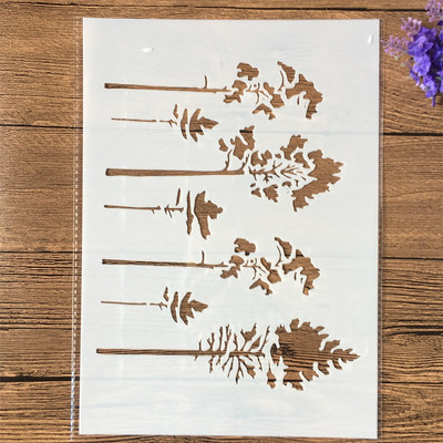 4Pcs/Set A4 29cm Chrysanthemum Flower Stablo DIY Šablone za slojeve Slikanje Spomenar Bojanje Reljefni album Ukrasni predložak