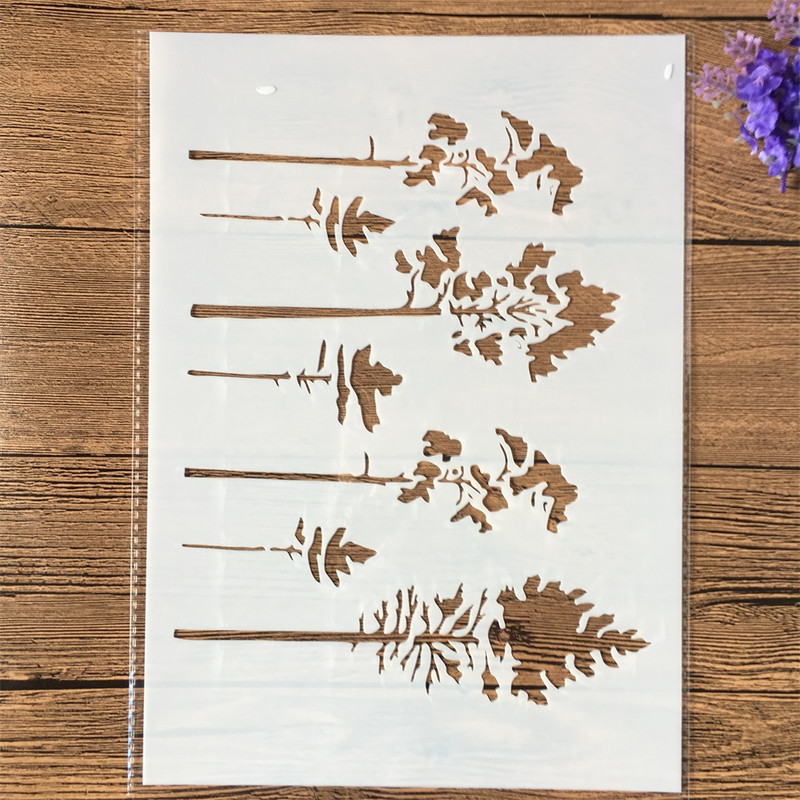 4Pcs/Set A4 29cm Chrysanthemum Flower Stablo DIY Šablone za slojeve Slikanje Spomenar Bojanje Reljefni album Ukrasni predložak