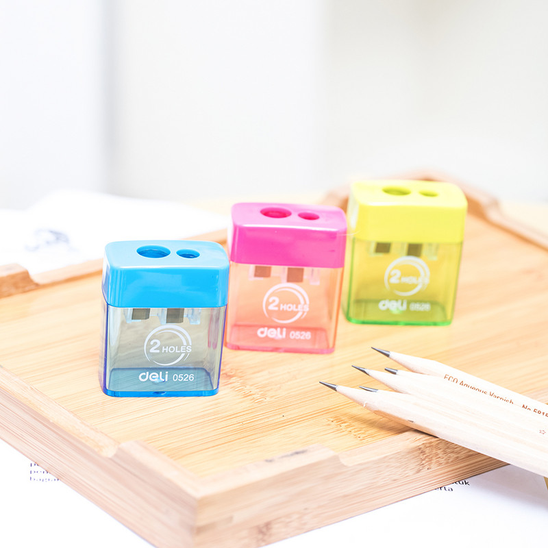 DELI pieštukų drožtuvas pieštukų pjaustyklė 2 skylučių mielas galąstuvas peilis sklandus galandimas mokyklos reikmenys raštinės reikmenys