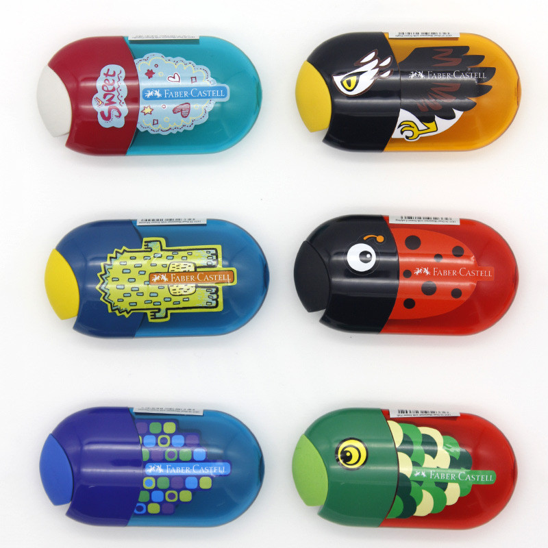 FABER CASTELL Push Pull kahekordse pliiatsiteritaja ühe auguga kahe auguga multifunktsionaalne kooli- ja kontoritarbed