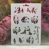 1Pcs 17.8*12.7cm Panda Bamboo DIY Šablone za nanošenje slojeva Zidne slike Album za utiskivanje Ukrasni predložak
