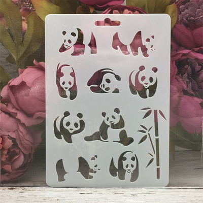 1Pcs 17.8*12.7cm Panda Bamboo DIY Šablone za nanošenje slojeva Zidne slike Album za utiskivanje Ukrasni predložak