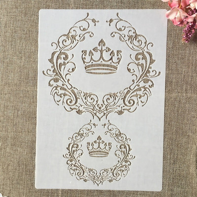 A4 29cm Vintage Crown Garland DIY Layering Stencils Wall Painting Scrapbook Coloring ανάγλυφο διακοσμητικό πρότυπο άλμπουμ