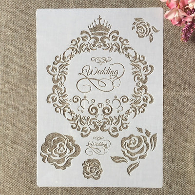 A4 29cm Vintage Crown Garland DIY Layering Stencils Wall Painting Scrapbook Coloring ανάγλυφο διακοσμητικό πρότυπο άλμπουμ