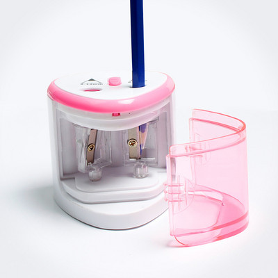 Naujas karštas elektrinis pieštukų drožtuvas, nešiojamasis dvigubas skylė, skirtas studentų klasėms namų biurui SMR88