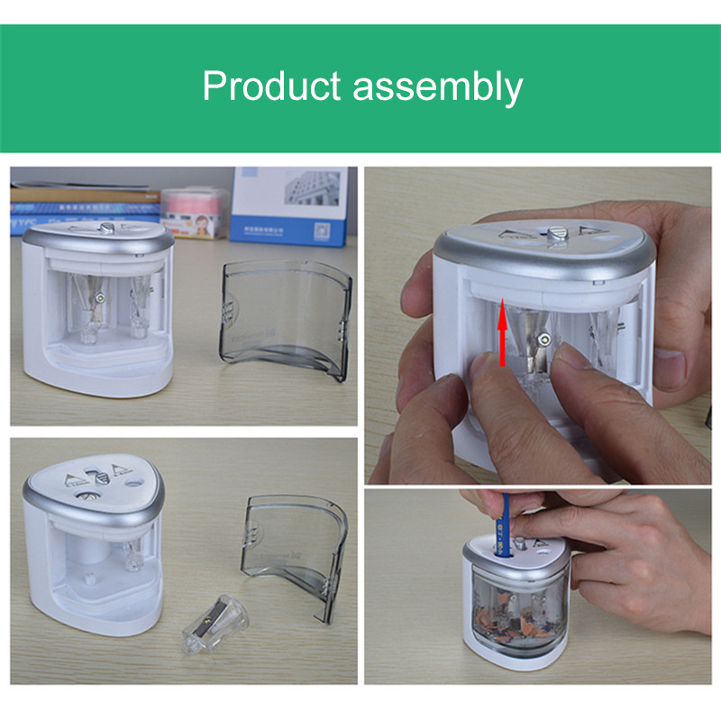 Naujas karštas elektrinis pieštukų drožtuvas, nešiojamasis dvigubas skylė, skirtas studentų klasėms namų biurui SMR88