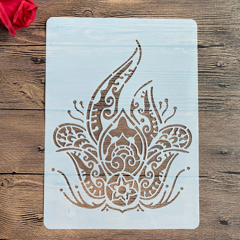 A4 29 * 21 εκ. στένσιλ ζωγραφικής DIY Λεύκωμα ζωγραφικής Χρώμα ανάγλυφο άλμπουμ Διακοσμητικό χάρτινο πρότυπο κάρτας, τοίχος. μοτίβο μάνταλα