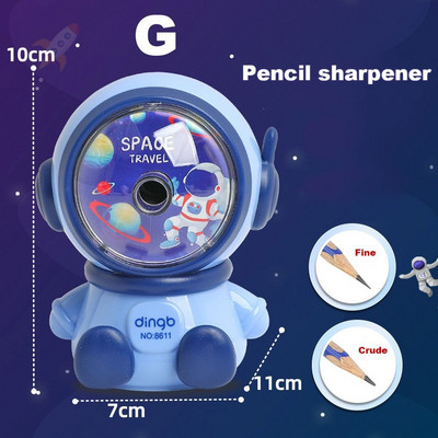 Rankinis pieštukų drožtuvas, 3 pavara, reguliuojamas mielas astronautų mechaninis drožtuvas mokyklinis biuro reikmenys mokinių raštinės reikmenys