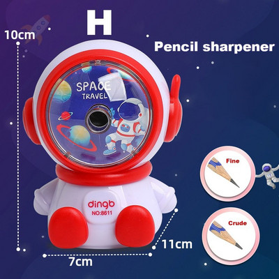 Rankinis pieštukų drožtuvas, 3 pavara, reguliuojamas mielas astronautų mechaninis drožtuvas mokyklinis biuro reikmenys mokinių raštinės reikmenys