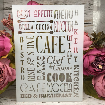 A4 29*21cm Words Vintage Jegyek Barkácsolás Rétegező Sablonok Falfestés Scrapbook Színező Dombornyomó Album Díszsablon