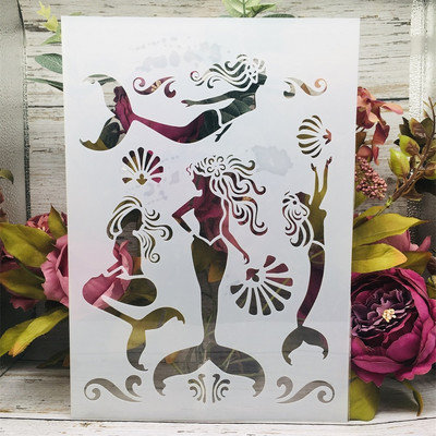 Πρότυπο διακοσμητικής κάρτας άλμπουμ A4 Sea Ocean World DIY Layering Stencils Wall Painting Scrapbook Coloring ανάγλυφο πρότυπο διακοσμητικής κάρτας