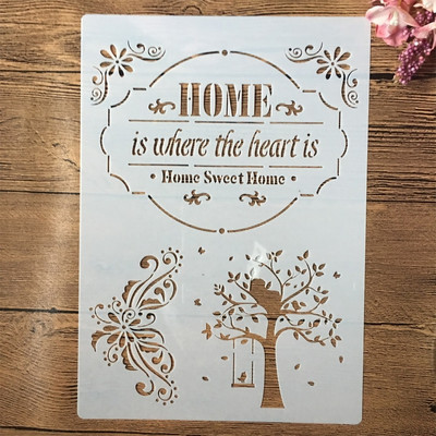 A4-es 29 cm-es ház Otthon Édes fa barkácsolás Rétegező Sablonok Falfestés Scrapbook Színező Dombornyomó Album Díszsablon