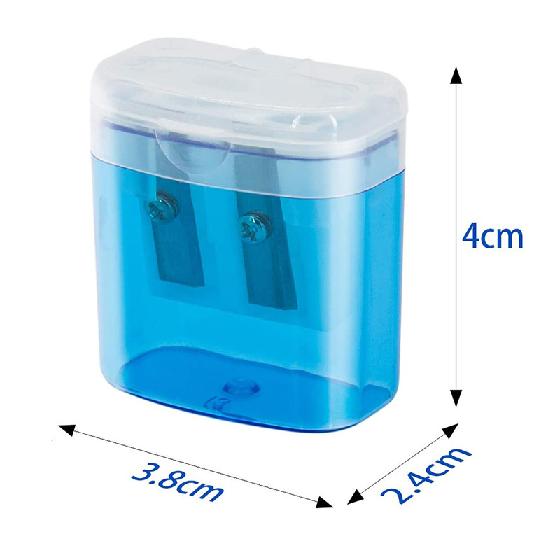 4 τμχ Ακονιστήρια μολυβιών Μικρό Χειροκίνητο Μολύβι διπλής τρύπας με ξύστρα καπακιού Μαζικό χαριτωμένο 4 χρώμα για παιδιά Σχολικά προμήθειες γραφείου